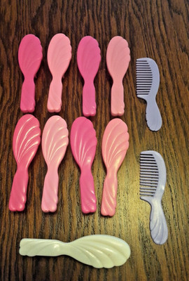 Barbie Doll Y2K Shell Hair Brush Comb lot of 11 Mixed Colors