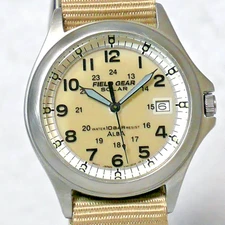 SEIKO ALBA FIELD GEAR Military Watch V145 2007 Khaki Solar Power Full Luminous