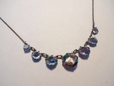 Filigranes Rheinkiesel Collier Antik Silber 835 Jugendstil Kette Selten