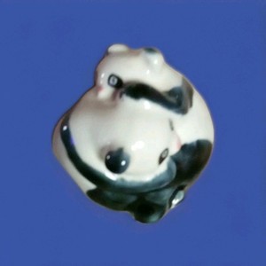 Glazed HuggingPanda Bear Porcelain Figurine 2" 