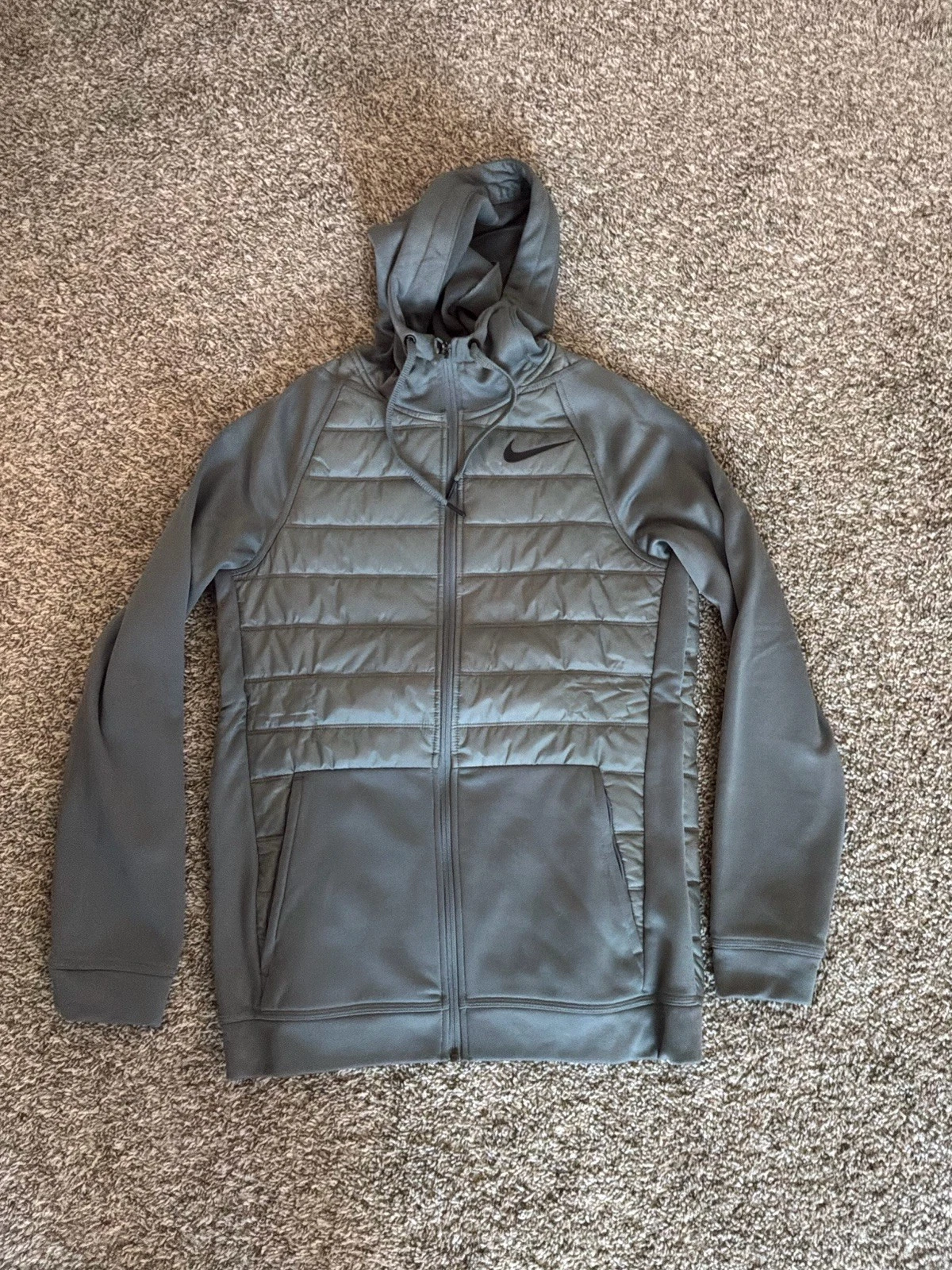 Nike Padded Hoodie / Jacket Size S Grey Hood Warm Zip Up BV6298 084