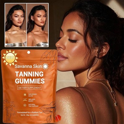 Savanna Skin Tanning Gummies, with Vitamin C & E, Astaxanthin, Beta Carotene & L