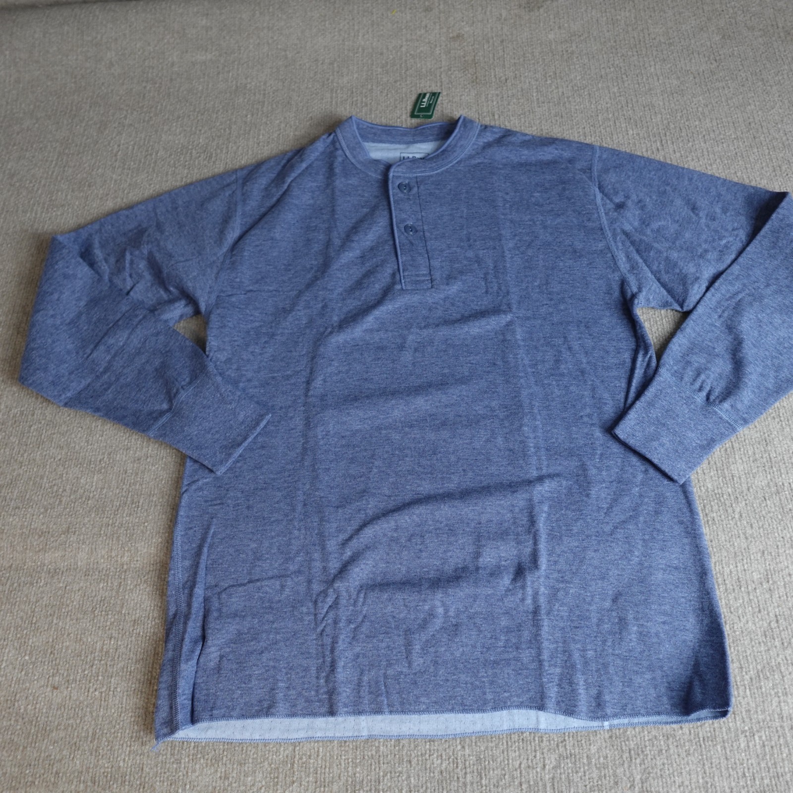 LL Bean Mens Shirt Medium Blue Henley River Drivers Wool Blend NEW