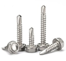  8- 14 Hex Washer Head Self Drilling Sheet Metal Tek Screws 410 Stainless Steel