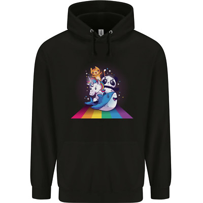 Mystischer Panda Bär Einhorn Katze und Hai Herren 80% Baumwolle Hoodie
