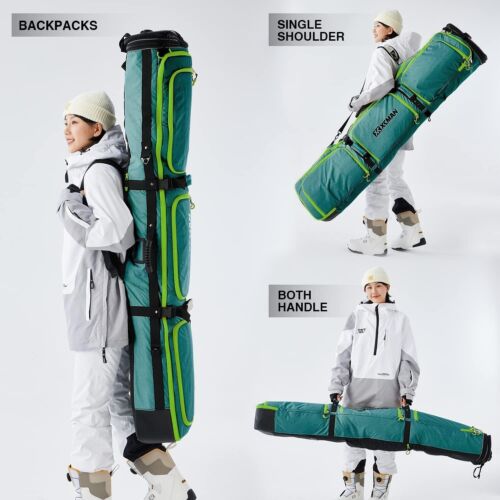 Padded Snowboard Bag with Wheels Adjustable Length 63 75In Padded Bag for Air Tr - Picture 3 of 6