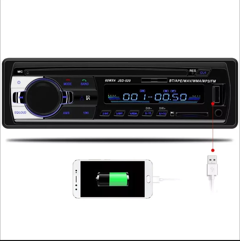 AUTORADIO STEREO BLUETOOTH RADIO FM Musica MP3 SD USB MMC Card per Auto e Camion - Immagine 2 di 4