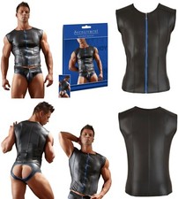 216 0951 47 MATTGLANZ Herren Hemd Reißverschluss Neopren Gummi Optik in S bis XL