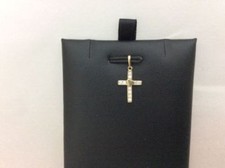 14K Real yellow Gold small heart Cross Charm Pendant Cubic Zirconi Baby Children