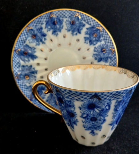 2 x Lomonosov Porcelain Tea Sets Cup and Saucer Bridesmaid Baskets Blue 4 pcs - Picture 15 of 16