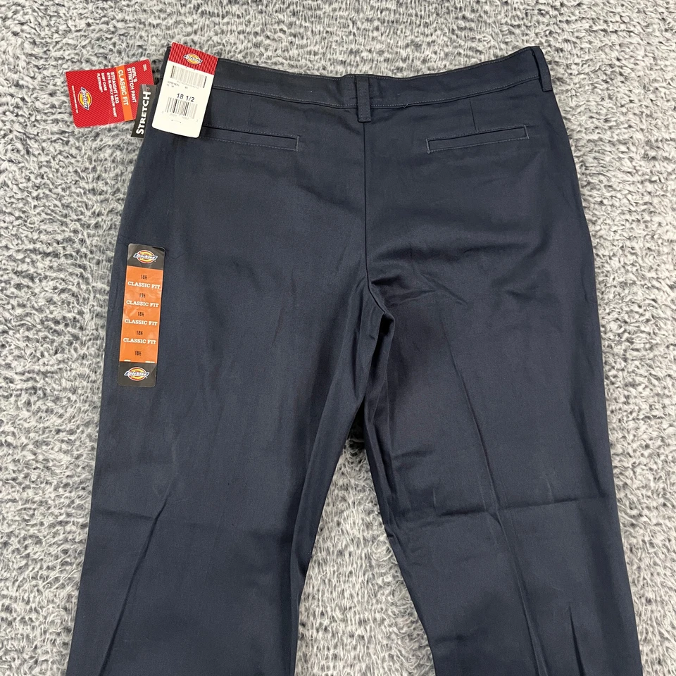 Dickies Pant Girls 18.5 Navy Blue Stretch Classic Fit Straight Work Utility - Image 4 of 4