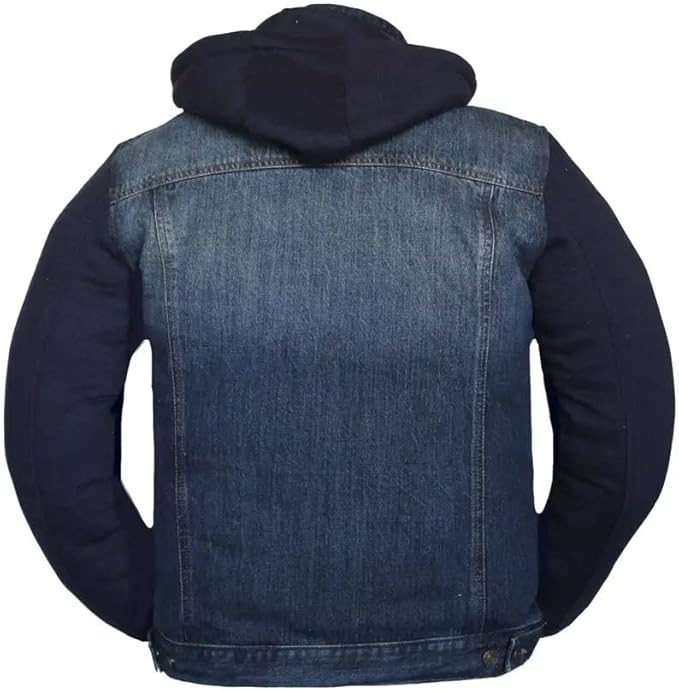 Mens Blue Denim Jacket with Sleeves Concealed Carry Pockets