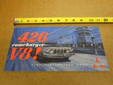 1963 Dodge 426 Ramcharger V8 Engine Dart Sales Brochure 16pg Original Drag Race