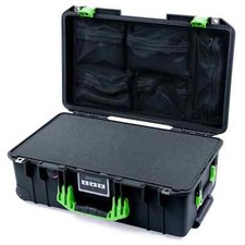 Black  Lime Green Pelican 1535 air case with foam  lid organizer.