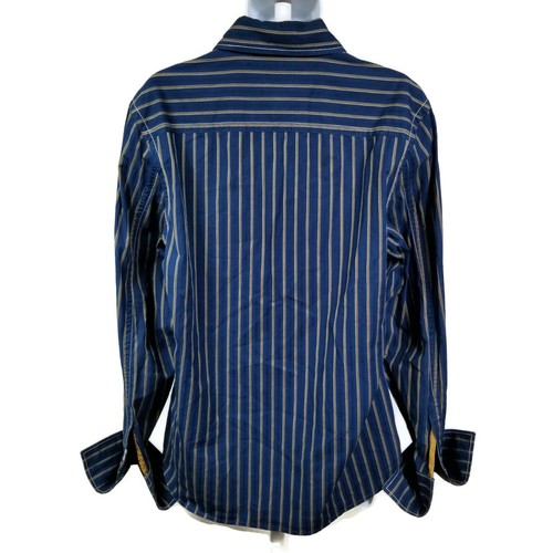 Tommy Hilfiger Denim Blue Gold Long Sleeve French Cuff Button Down Shirt Mens XL - Picture 6 of 9