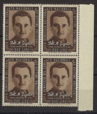 Pro Vittime Politiche - DOTT. M. GILIO - quartina ** Erinnofilia (3025)