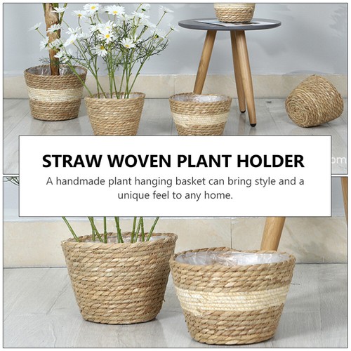 Seagrass Plant Pot Straw Flower Wicker Basket for Plants Planter - 第 3/12 張圖片