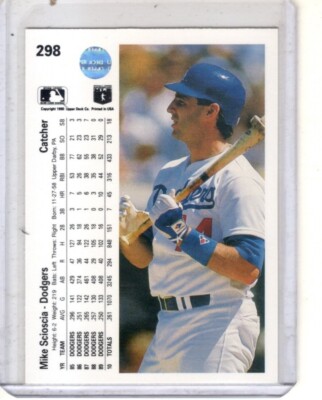 1990 Upper Deck - #298 Mike Scioscia Los Angeles Dodgers baseball