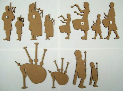 Scottish Pipes & Drums Band MDF Holz Laser Cut Out Formen, Basteln, Malen etc
