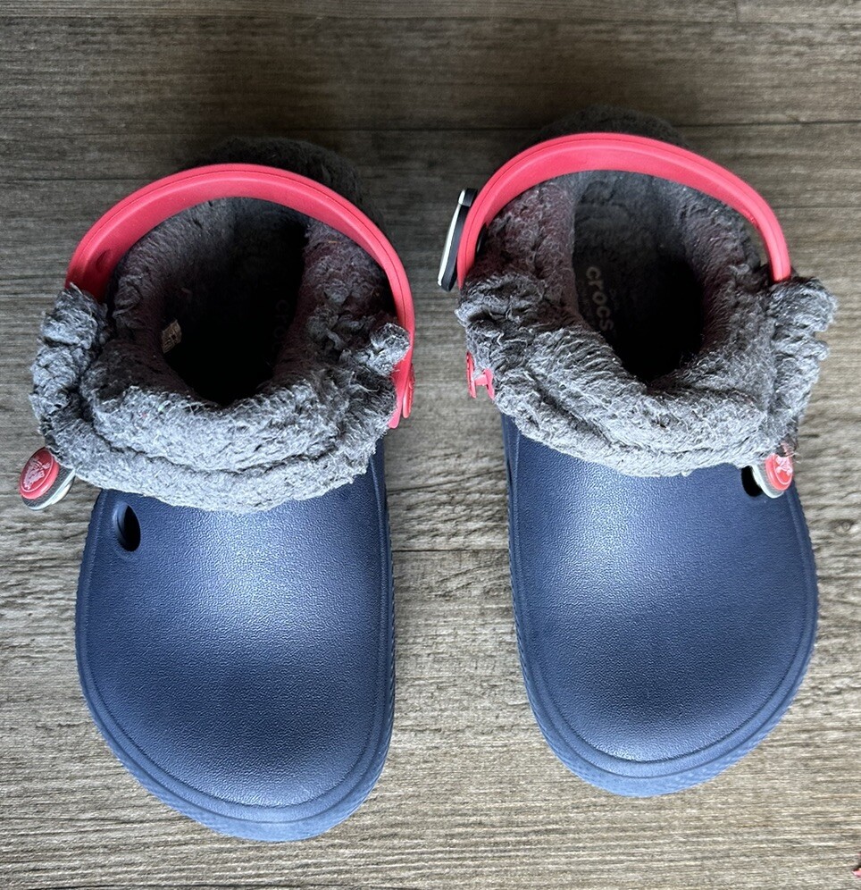 MENS 11 Rare Crocs Blitzen Clogs Navy Blue Fleece Lined Slip-On Slippers Shoes s-l400.jpg main image 2