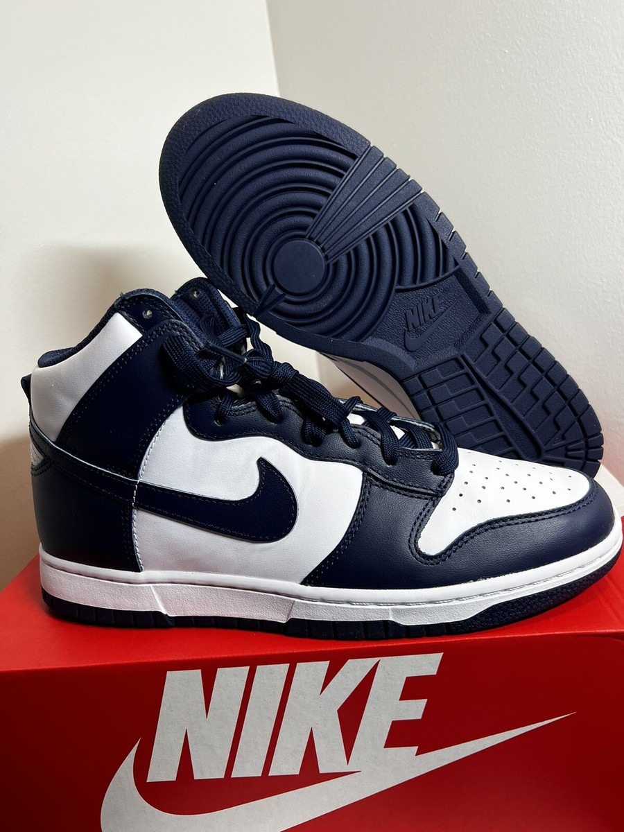 nike dunk high retro white navy
