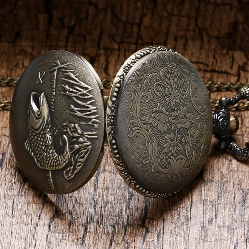 Orologio Da Tasca Taschino Quarzo Cipolla Con Catena Colore Bronze Vintage lac - Foto 13 di 40