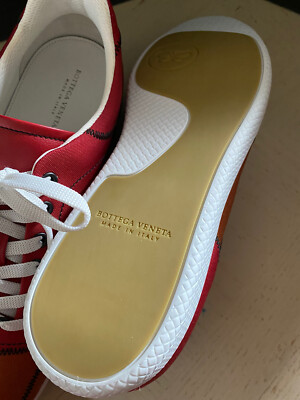 NIB $650 Bottega Veneta Men Canvas/Leather Sneaker Shoes Orange