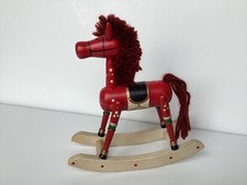 Vintage 80  s Russ Antique Rocking Horse Red Christmas Table Decor Wood Painted