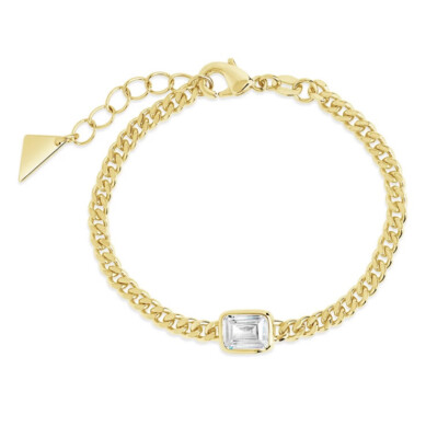 Sterling Forever 14K Gold Plated Harper Cubic Zirconia Chain Bracelet
