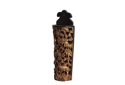 China 18./19. Jh. Qing Holz - A Chinese Wood Temple Wall Vase - Chinois Cinese - Bild 7 von 9