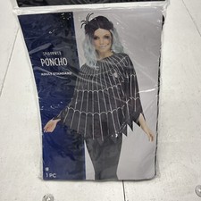 Fun World Black Spider Web Poncho Women  s Standard One Size NEW