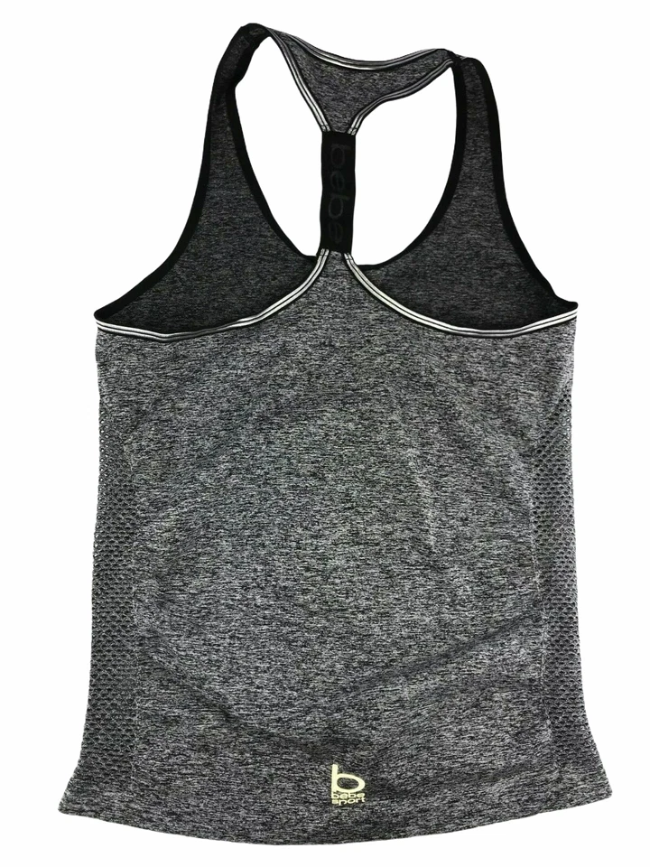 Camiseta sin mangas BEBE gris jaspeado/negro, mangas. Espalda deportiva talla mediana para mujer Foto 3 de 4