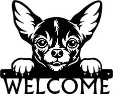 Chihuahua 1 Detailed Dog Face Welcome Sign or Custom Name