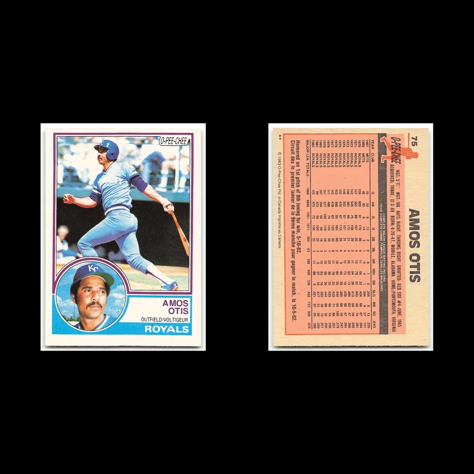 Amos Otis #75 1983 O-Pee-Chee Kansas City Royals Baseball Card MLB NM - Image 3 of 3