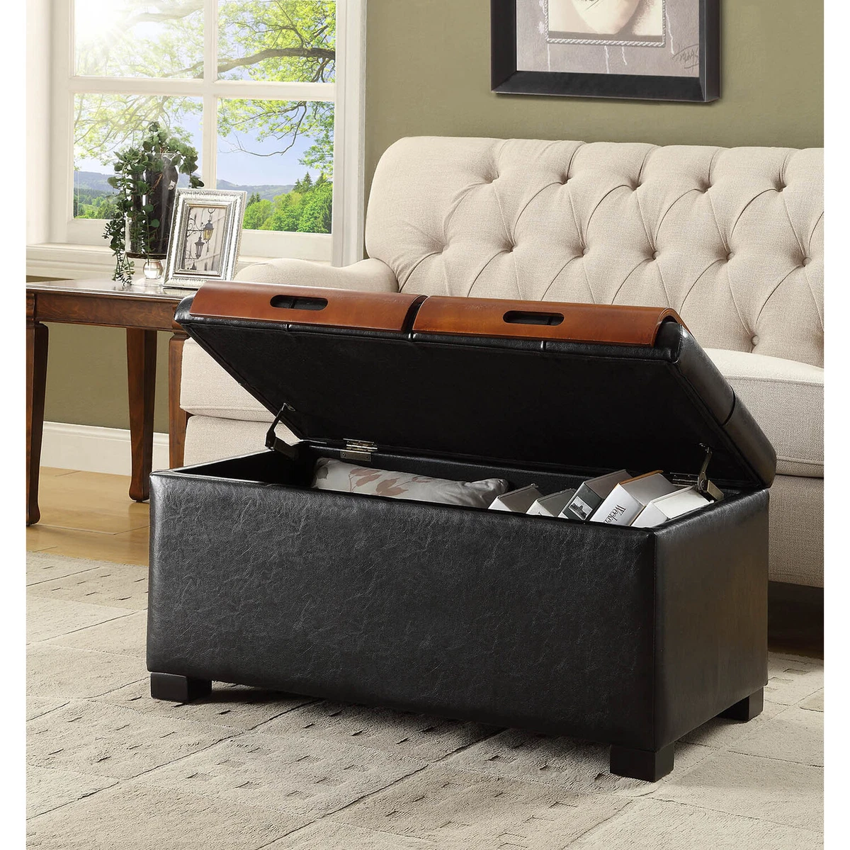 Convenience concepts storage ottoman with trays deals