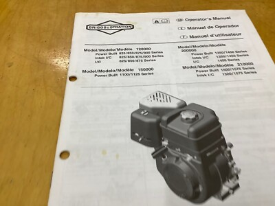 #ad #ad BRIGS amp; STRATTON MODEL 120000 OPERATORS MANUAL USED IN GOOD CONDITION $10.00