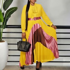 Women's Elegant Fall Dress Maxi Dress Casual Floral Pleated A Line Flowy Dresses