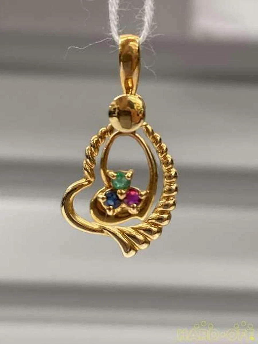 TOP WITH K18 HEART shaped STONE MODEL NUMBER GROSS WEIGHT 1.7G From Japan