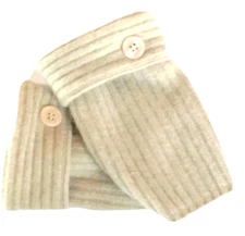 FINGERLESS GLOVES TAN BROWN 100% CASHMERE MOST S M L OS MITTENS WOMEN'S LADIES