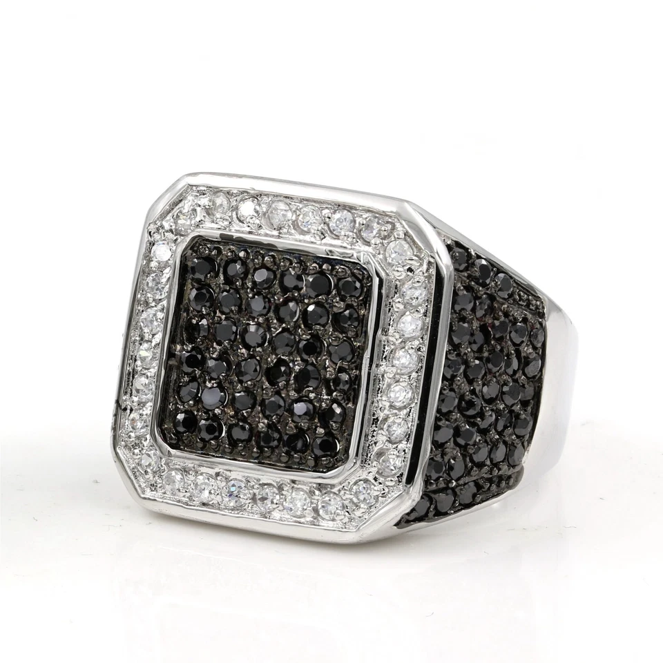 Anillo Pinky Acero Inoxidable 316 Pavé Para Hombre Forma Cuadrada Circonita Foto 3 de 4