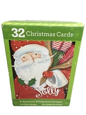 32 Holiday Christmas Cards & Envelopes 8 Different Designs in One Box. 4.5x6.5