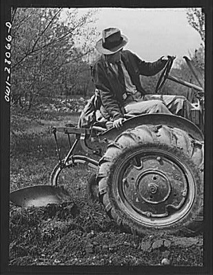 Photo:Washington DC 1940s Victory Gardening Tractor Plowing Garden Plot