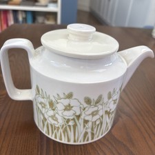 Vintage Hornsea Pottery fleur design teapot 1970s green brown floral cottagecore