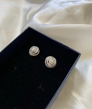 Beautiful Silver Diamond Stud Earrings Brand New Hypoallergenic Free Ship A**