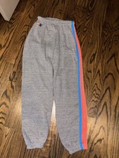 Aviator Nation sweatpants, grey with rainbow stripe, size small, women's