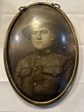 World War I WWI US ARMY SOLDIER In Bubble Glass Frame 20 Inches X 14.5 Inches