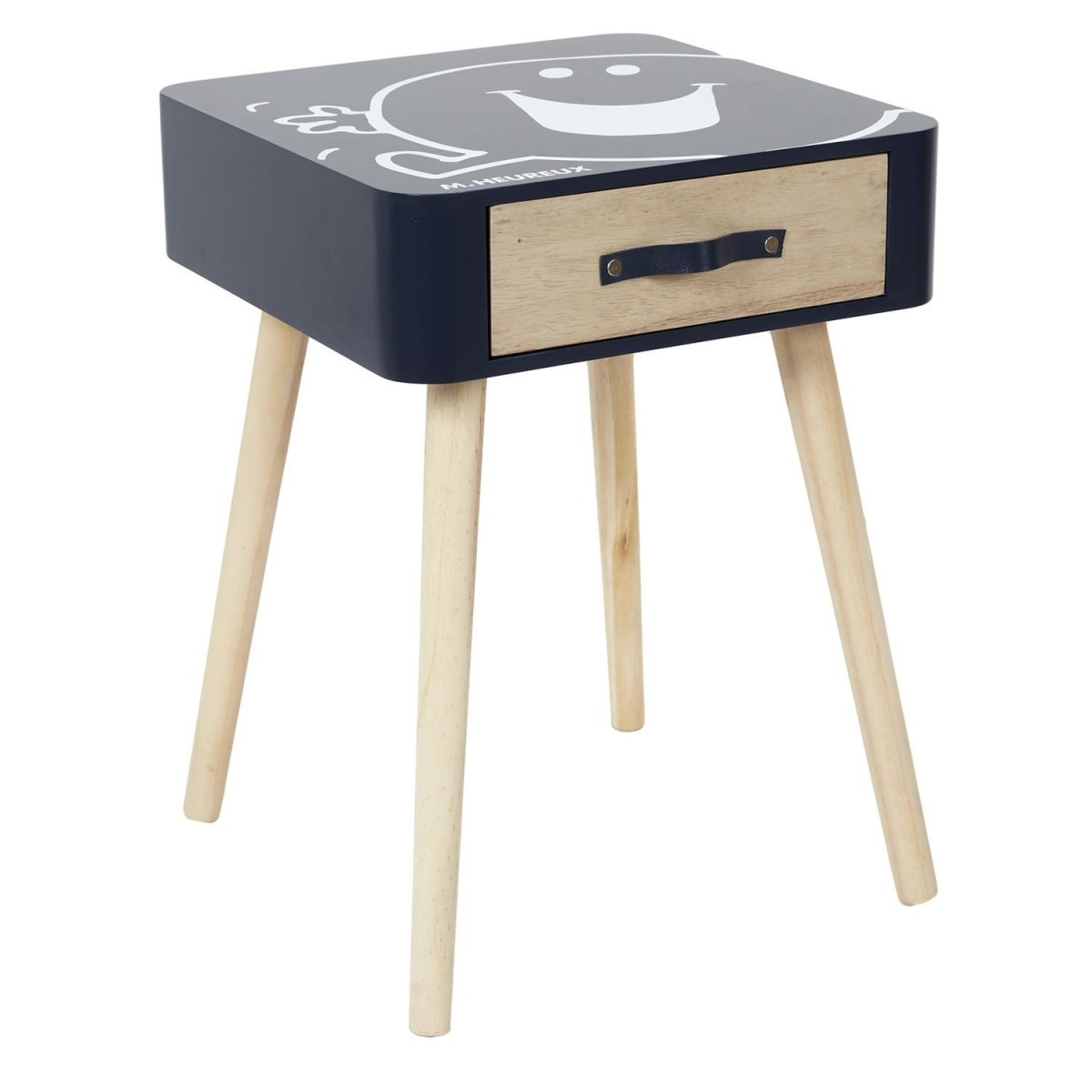 Table de chevet bleue Monsieur Heureux 48cm pour adoucir les nuits des petits