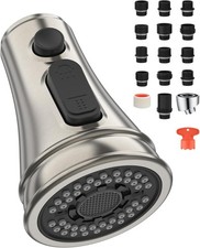 Universal Brushed Nickel Kitchen Faucet Sprayer Head 3-Function Pull-Down N...