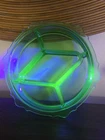 Vintage Green Depression Uranium Glow Glass Divided Candy Dish Heavy Art Deco