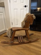 Vintage Child  s Wooden Rocking Horse 34    Long 27    Tall Woods Of America